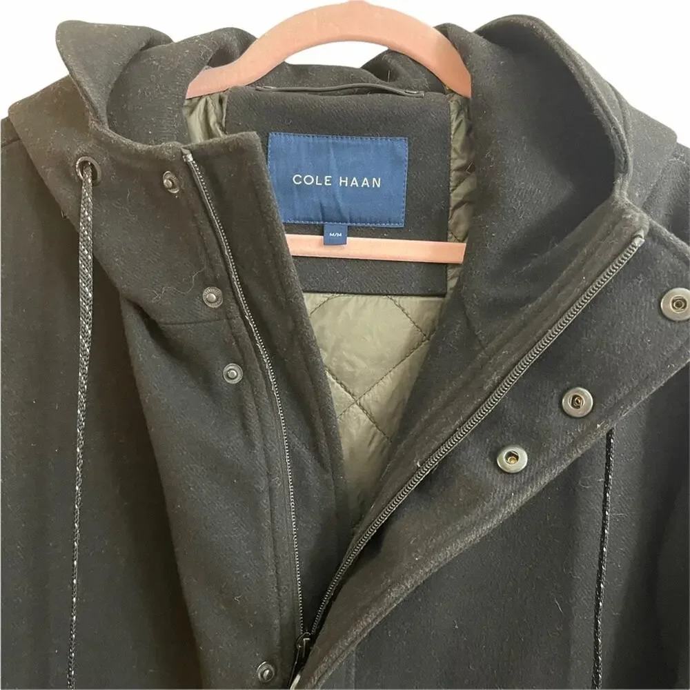 Cole Haan Black Wool Blend Coat - Picture 6 of 10